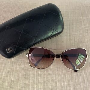 Authentic CHANEL Brown and Silver Sunglasses